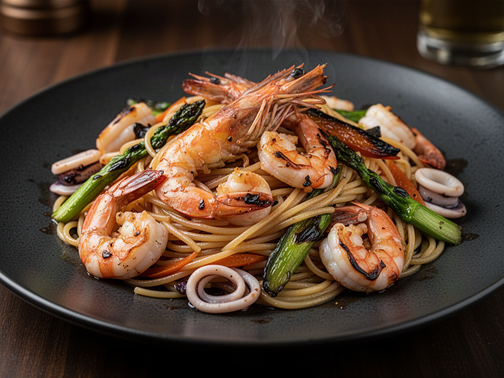 Freshly prepared seafood pasta from Marie’s Grill